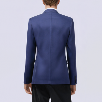 Classic blue slim fit business men's suit jacket