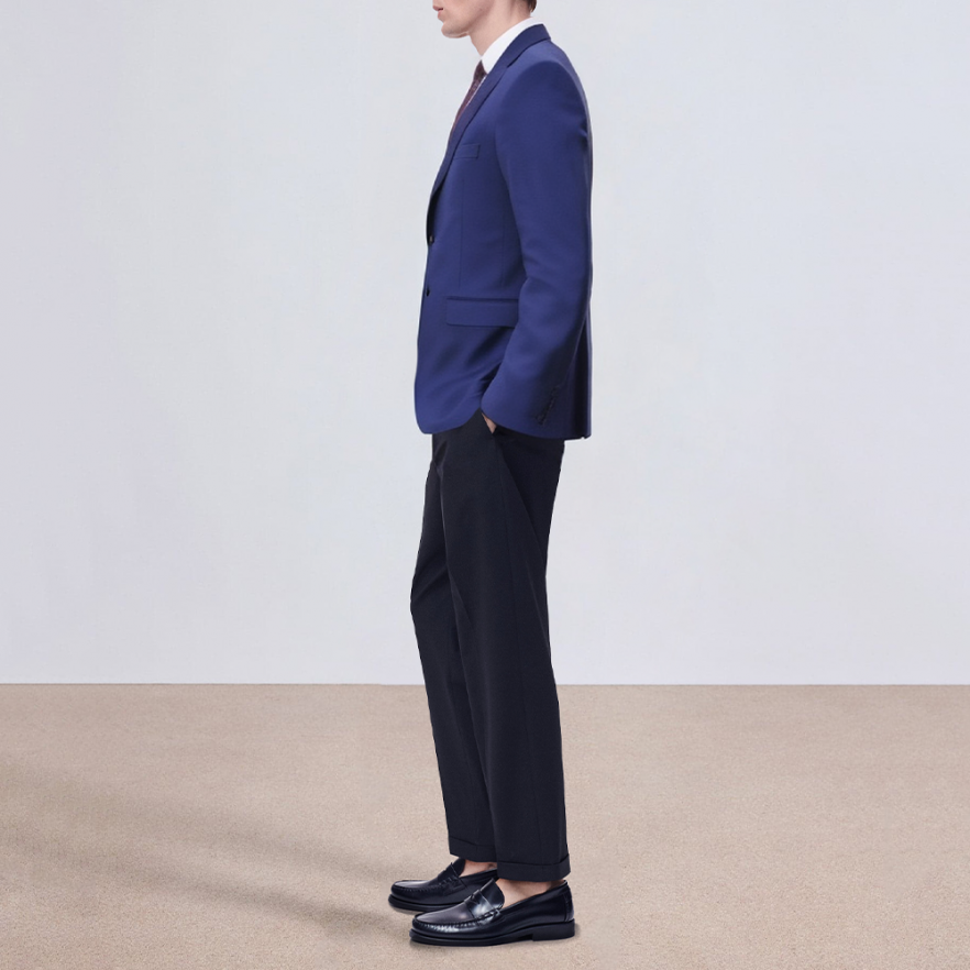 Classic blue slim fit business men's suit jacket