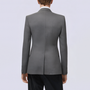 Gray single button slim fit business men's suit jacket