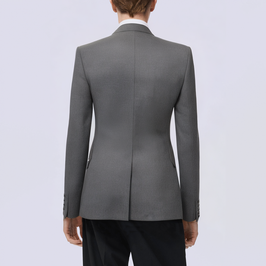 Gray single button slim fit business men's suit jacket