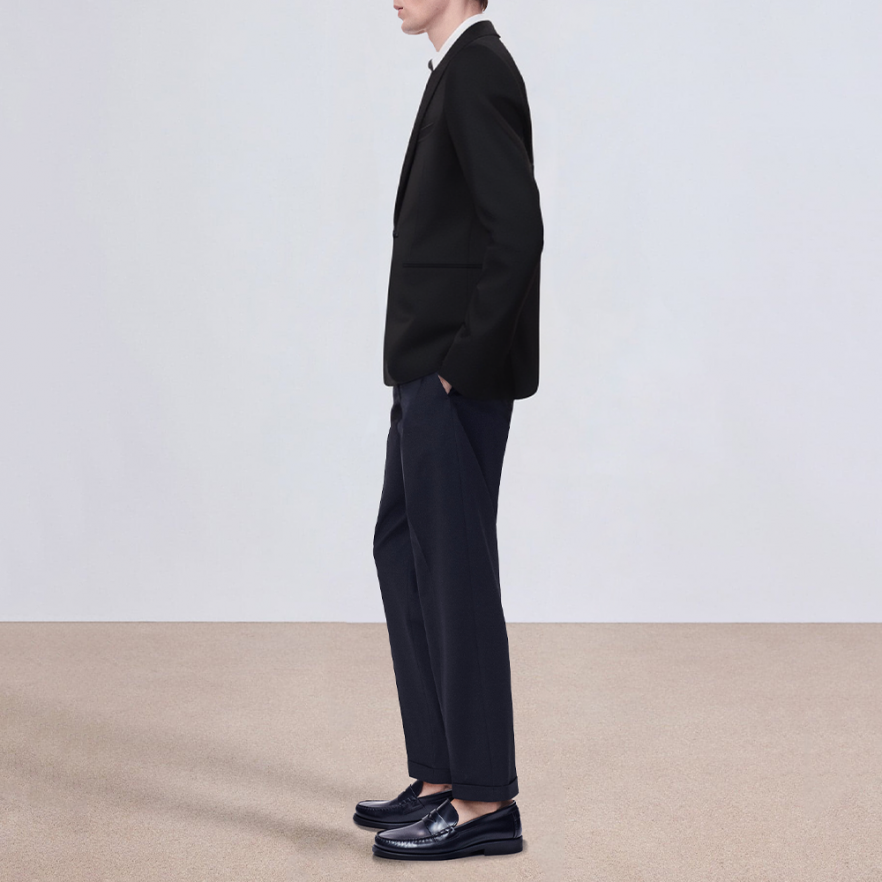 Classic black single breasted slim fit men's blazer