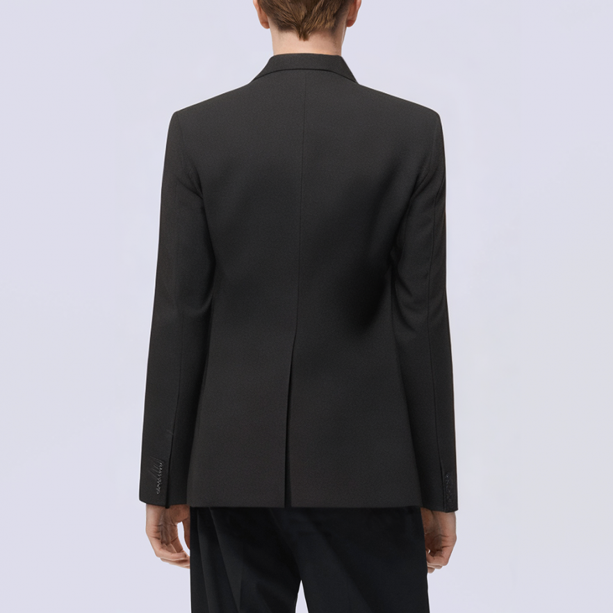 Black breathable slim fit men's suit jacket