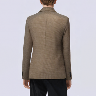 Brown houndstooth breathable men's suit jacket