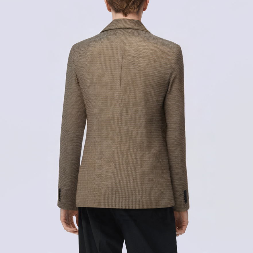 Brown houndstooth breathable men's suit jacket