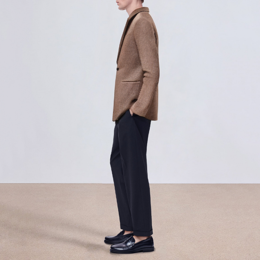 Brown houndstooth breathable men's suit jacket
