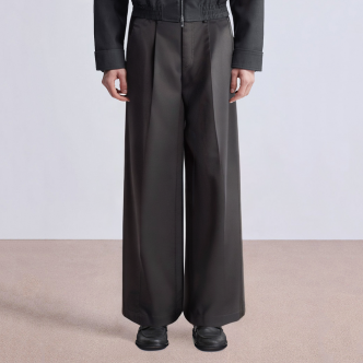 Black loose wide-leg men's suit pants