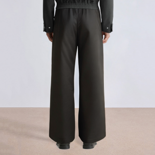 Black loose wide-leg men's suit pants