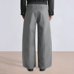 Button high waist loose men's suit pants