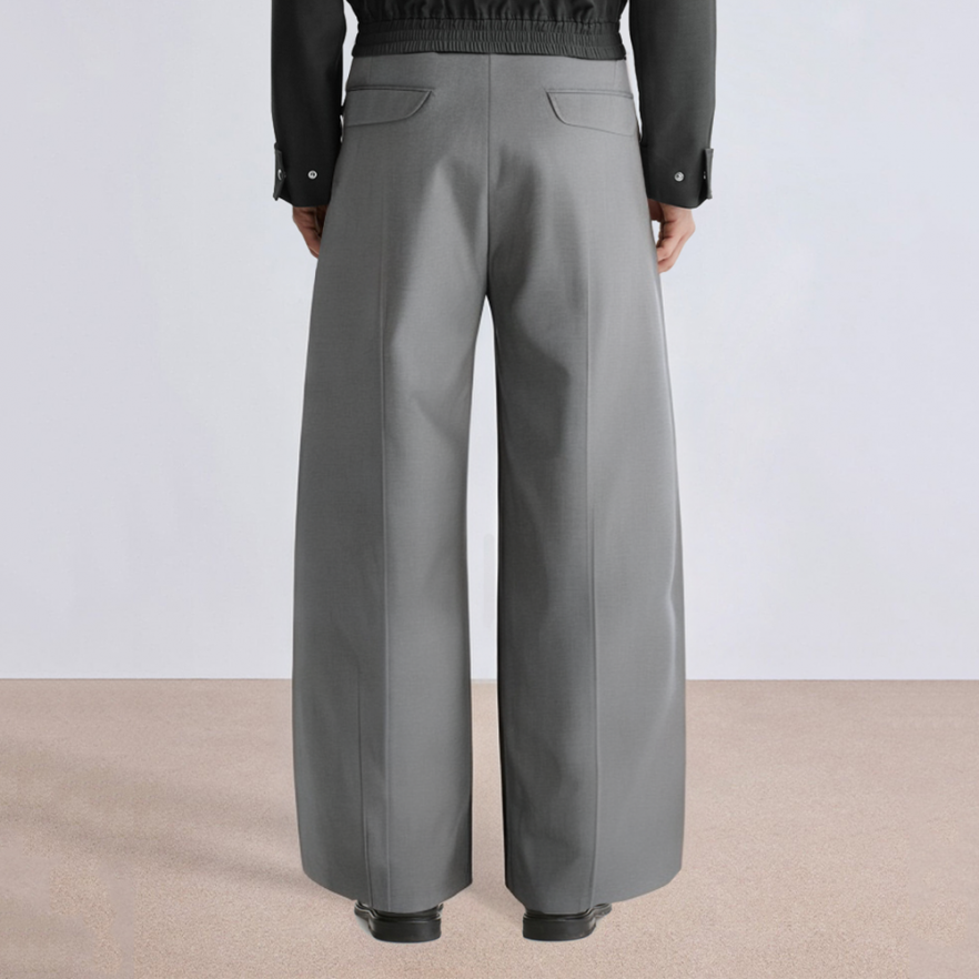 Button high waist loose men's suit pants