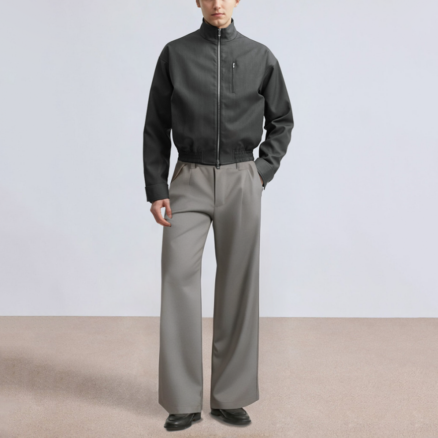 Four-way stretch pleated men's suit pants