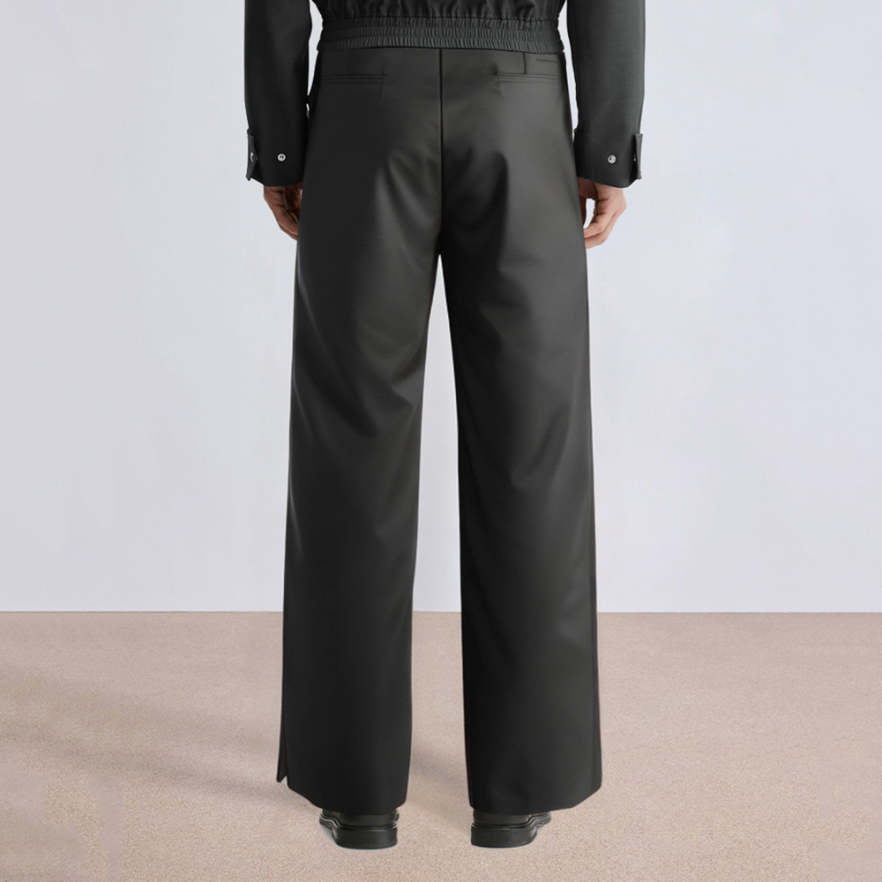 Black straight drape men's suit pants