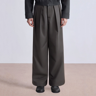 Brown oversized loose fit men's suit pants