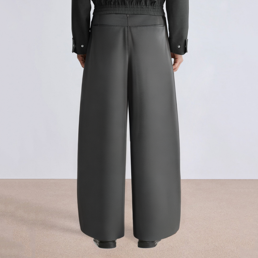 Grey high-end loose wide-leg men's suit pants