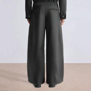Casual wide-leg mid-rise men's suit pants