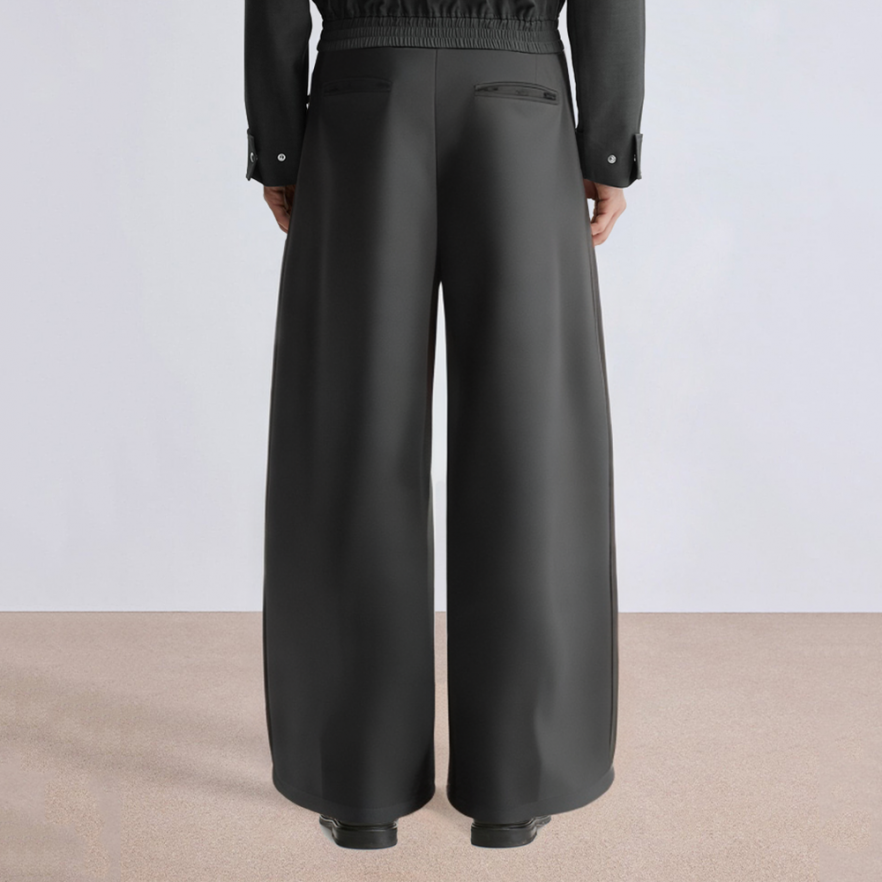Casual wide-leg mid-rise men's suit pants