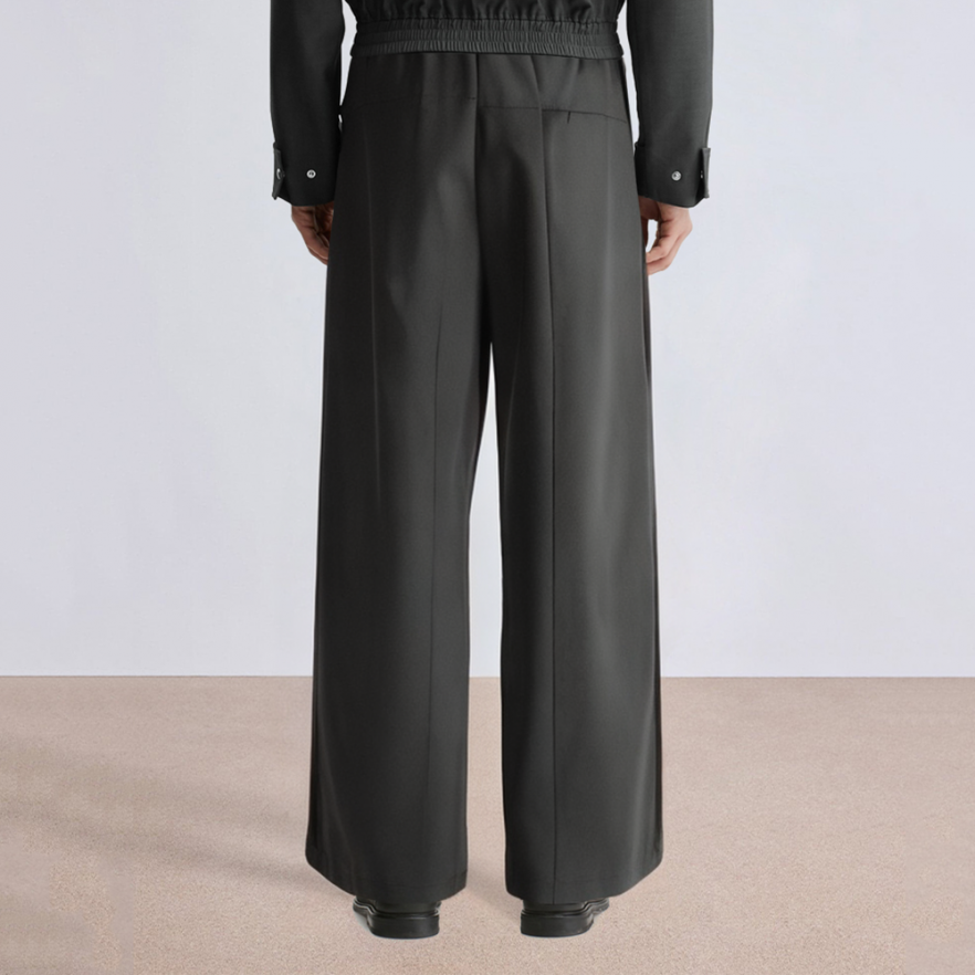 Pleated loose wide-leg men's suit pants