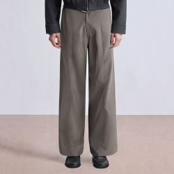 Casual loose wide leg men's suit pants with belt