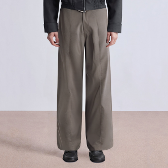 Casual loose wide leg men's suit pants with belt