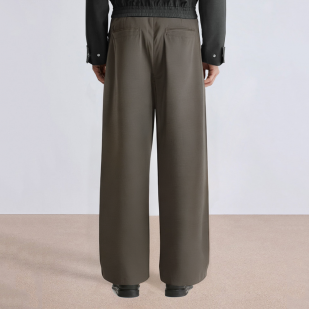 Casual loose wide leg men's suit pants with belt