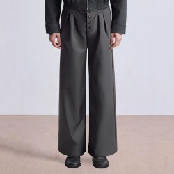 Button straight drape men's suit pants