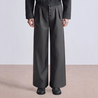 Button straight drape men's suit pants