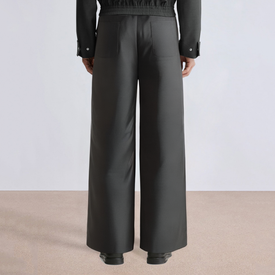 Button straight drape men's suit pants