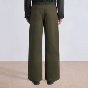 Green pleated detail straight-leg men's suit trousers