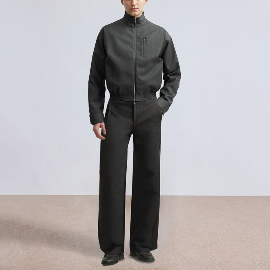 Black straight casual men's suit pants