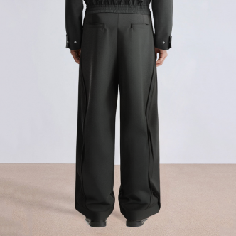Black straight-leg men's suit trousers with pleats