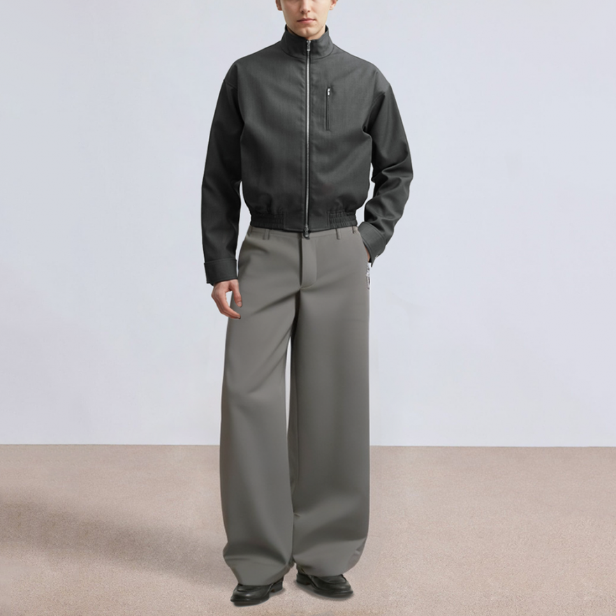 Grey oversized wide leg men's suit pants