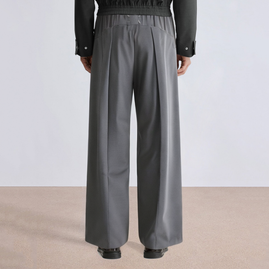 Premium drape straight-leg men's suit pants