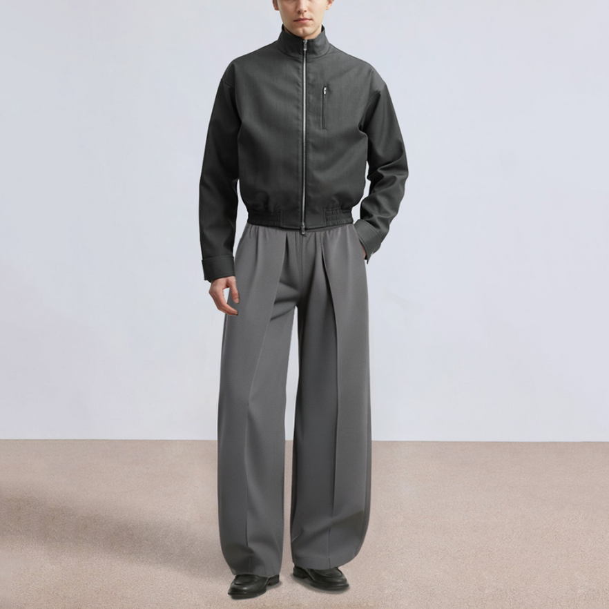 Premium drape straight-leg men's suit pants