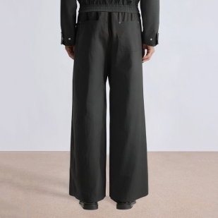 Elastic waist pleated wide leg men's suit pants