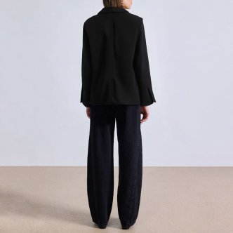 Black single button breathable women's suit jacket