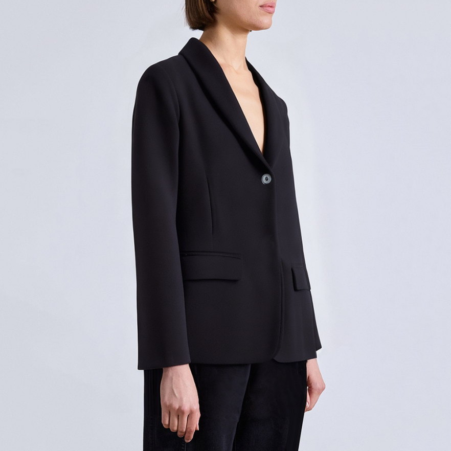 Black single button breathable women's suit jacket