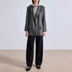 Loose hooded long sleeve ladies suit jacket