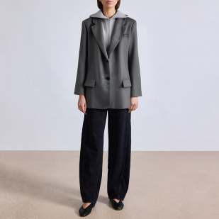 Loose hooded long sleeve ladies suit jacket