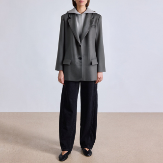 Loose hooded long sleeve ladies suit jacket
