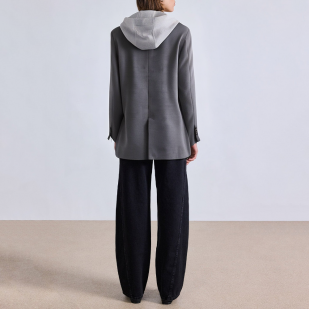 Loose hooded long sleeve ladies suit jacket