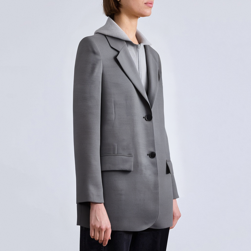 Loose hooded long sleeve ladies suit jacket