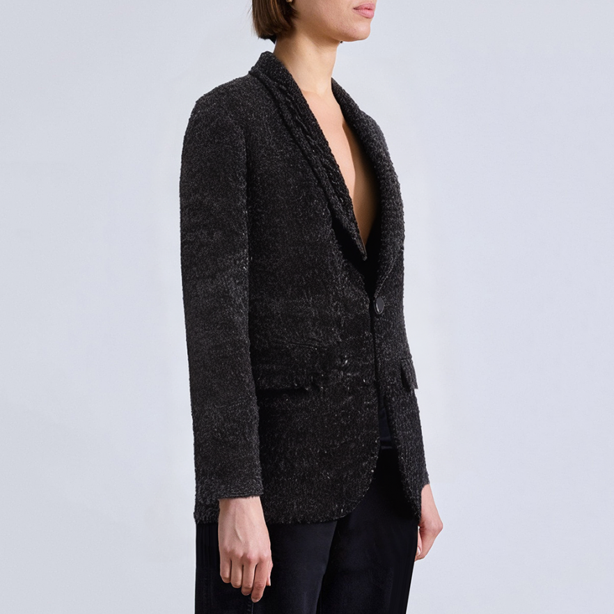 Black lapel sequined slim fit women's suit jacket