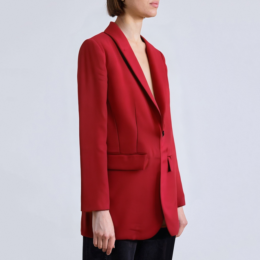 Velvet single button slim fit women's blazer