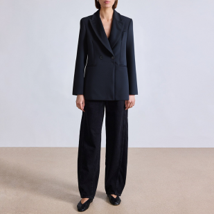 Chic textured double breasted women's blazer