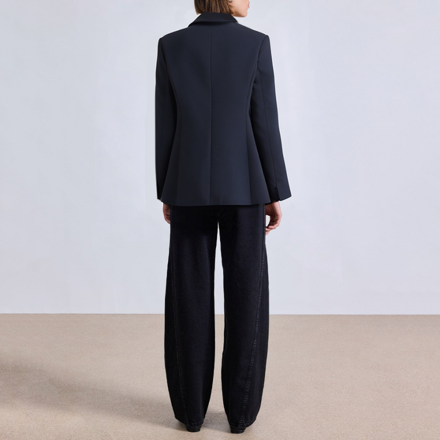 Chic textured double breasted women's blazer