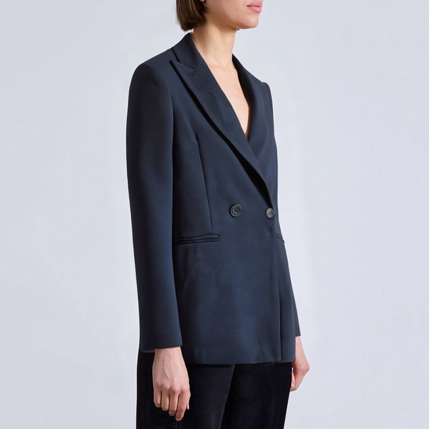Chic textured double breasted women's blazer