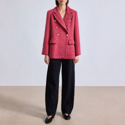 Textured double breasted flap pocket women's blazer