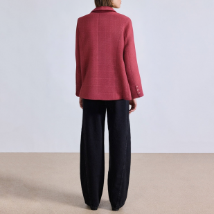 Textured double breasted flap pocket women's blazer