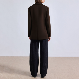 Brown double breasted shoulder padded women's blazer