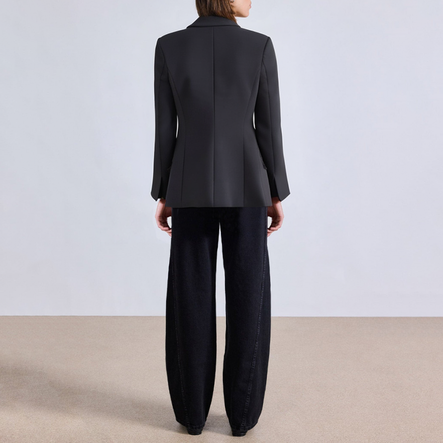 Single button slim fit long sleeve women's blazer