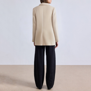 Beige double breasted long sleeve women's blazer